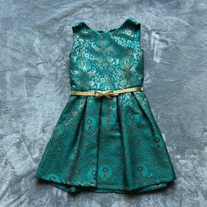 The Children's Place Teal and Gold Formal Dress